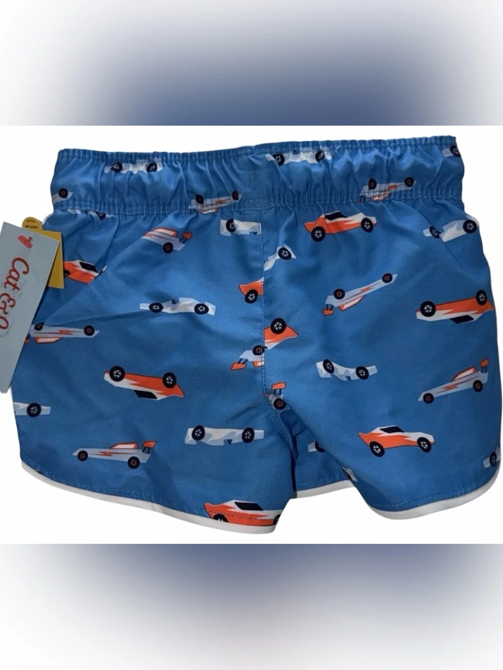 Cat & Jack Boys Swim Trunks 18M Race Car Print UPF 50+ NWT